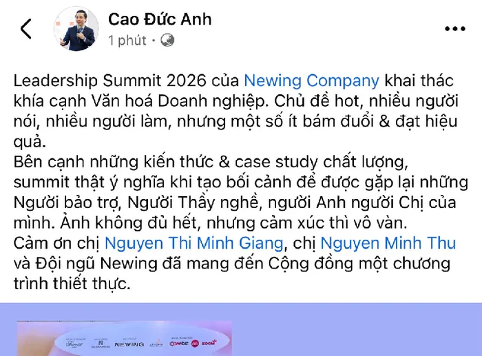 Facebook post from an attendee about the summit