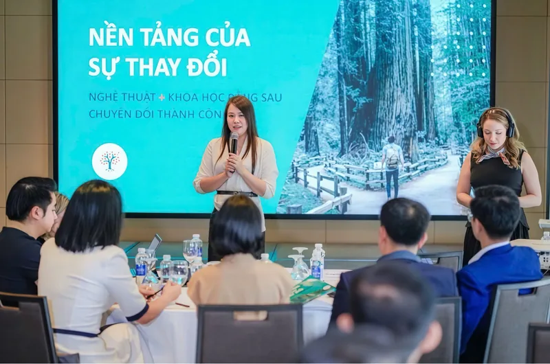 Foundations of Change workshop with a trainer on stage
