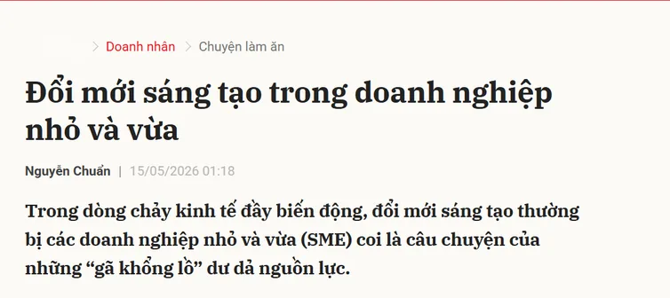 Article on innovation in small and medium enterprises in Diễn đàn Doanh nghiệp magazine